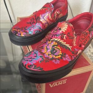 Vans Red Floral Athletic Shoes